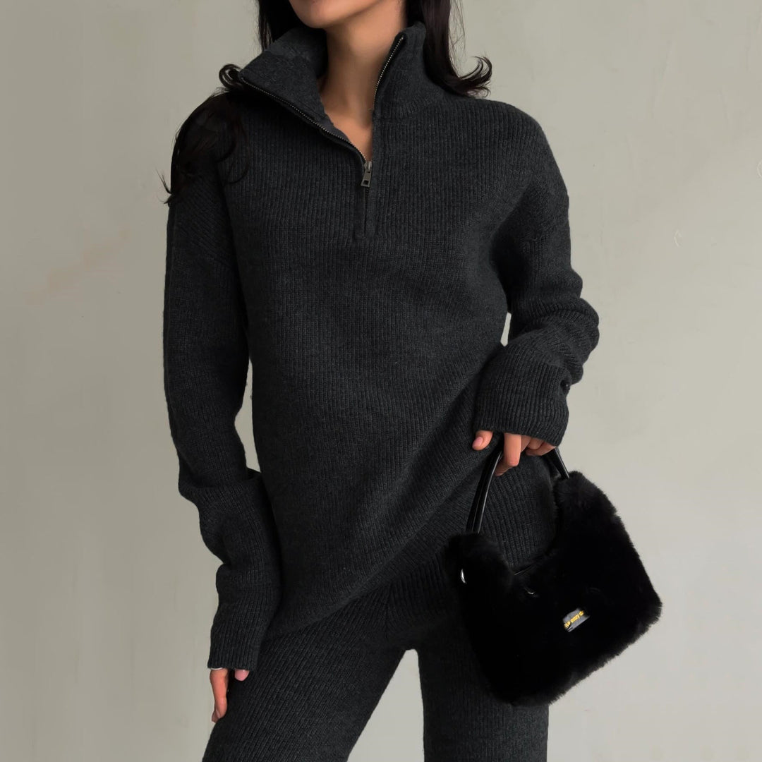 Stilla | Stilfuld Half-Zip Krave Strikket Sæt