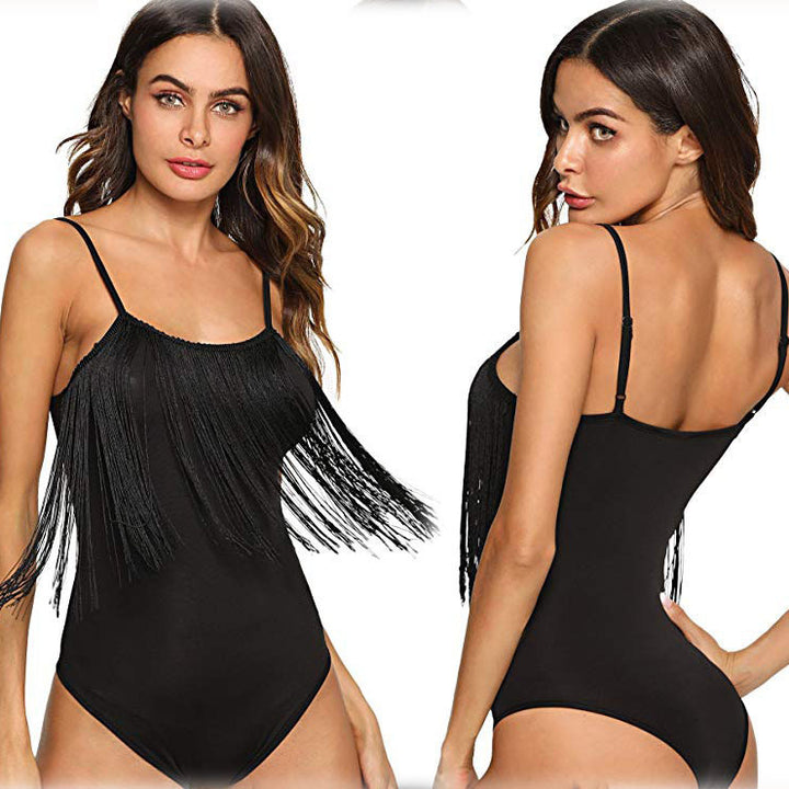 Dame Bodysuit med franse-detaljer Stilla