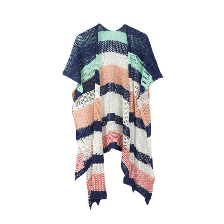 Damer Let Farveblok Strand-Poncho Stilla