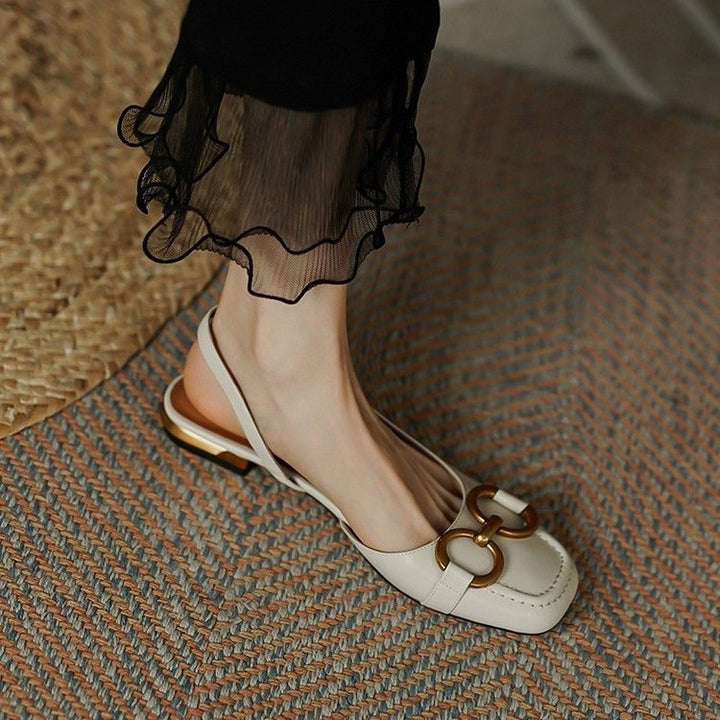 Femme elegante Slingback Ballerinaer med kæde-detalje Stilla