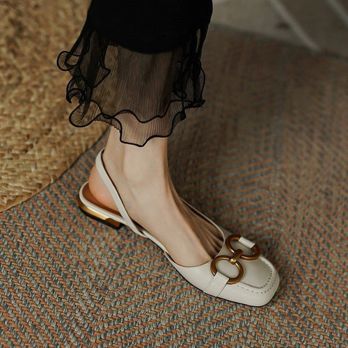Femme elegante Slingback Ballerinaer med kæde-detalje Stilla