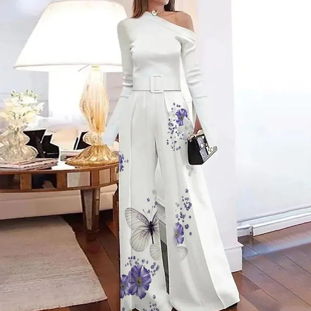 Dame Elegant Éntedeler med asymmetrisk udskæring og blomsterapplikationer Stilla