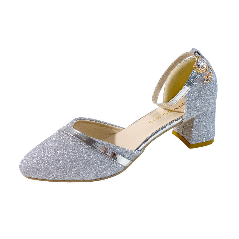 Dame Glamourøse Slingback-pumps med glitrende overdel og dekorativ båndudsmykning Stilla