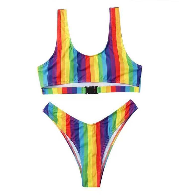 Dame Højskåret Stribet Bikini-Sæt Stilla