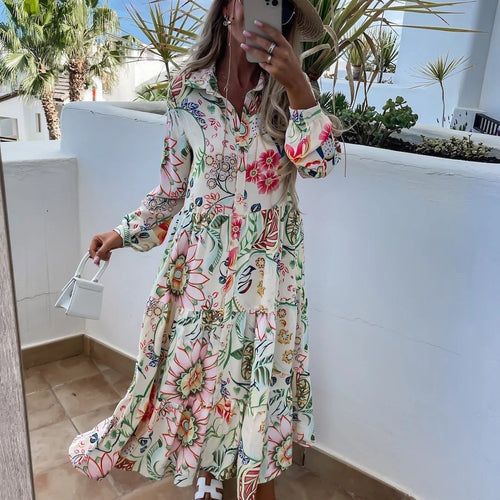 Dame Midi-kjole med blomstret design Stilla