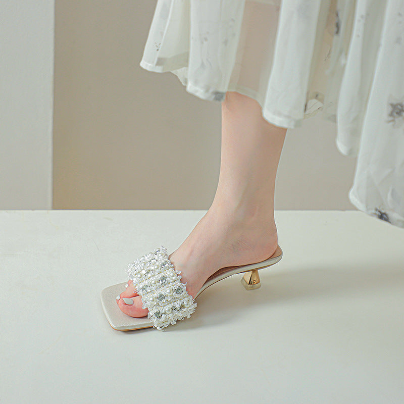 Femme Elegant Dekoreret Slide Sandaler Stilla