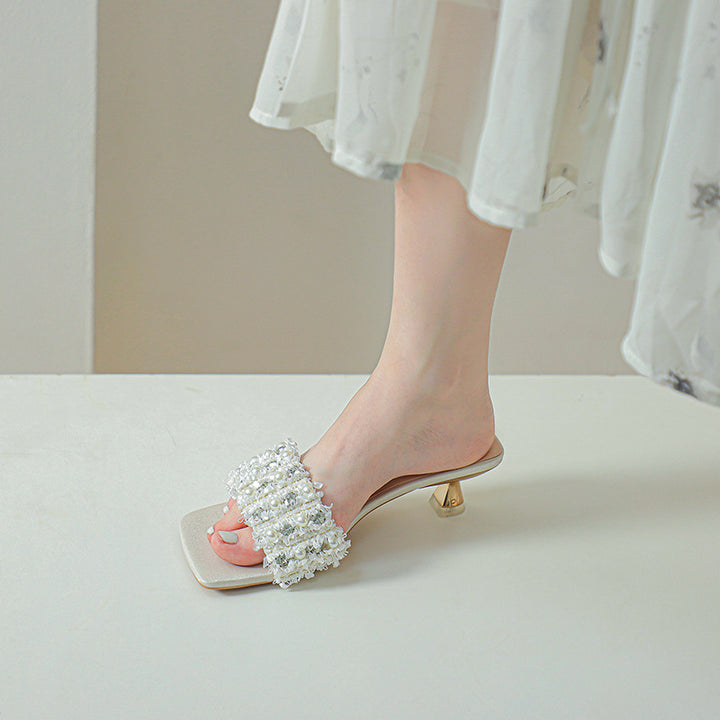 Femme Elegant Dekoreret Slide Sandaler Stilla