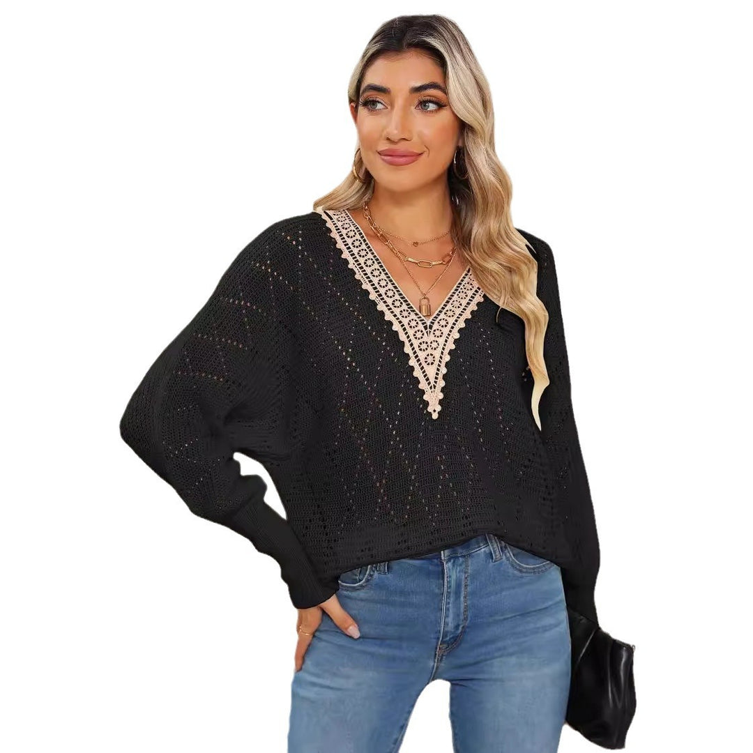 Damer Åben-Strik V-Udskæring Sweater Stilla