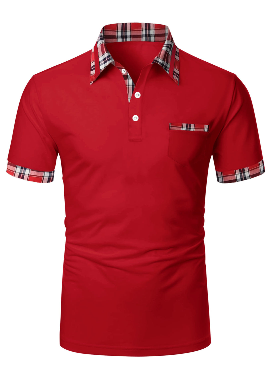 Herrer Poloshirt med moderne ternet detalje og praktisk brystlomme Stilla