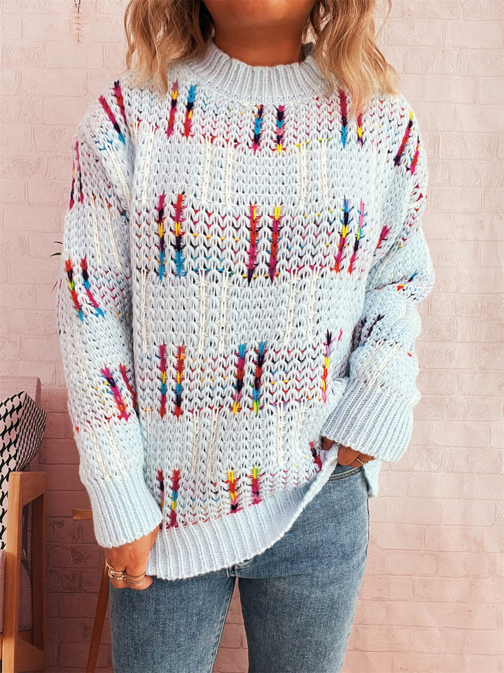 Kvinders afslappede strikkede sweater med farverige accenter Stilla