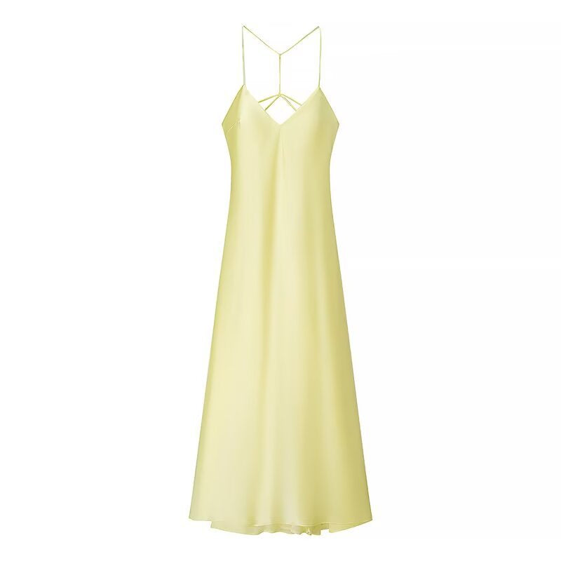 Femme Spaghetti-strop maxi kjole med kryds-bagdetalje Stilla