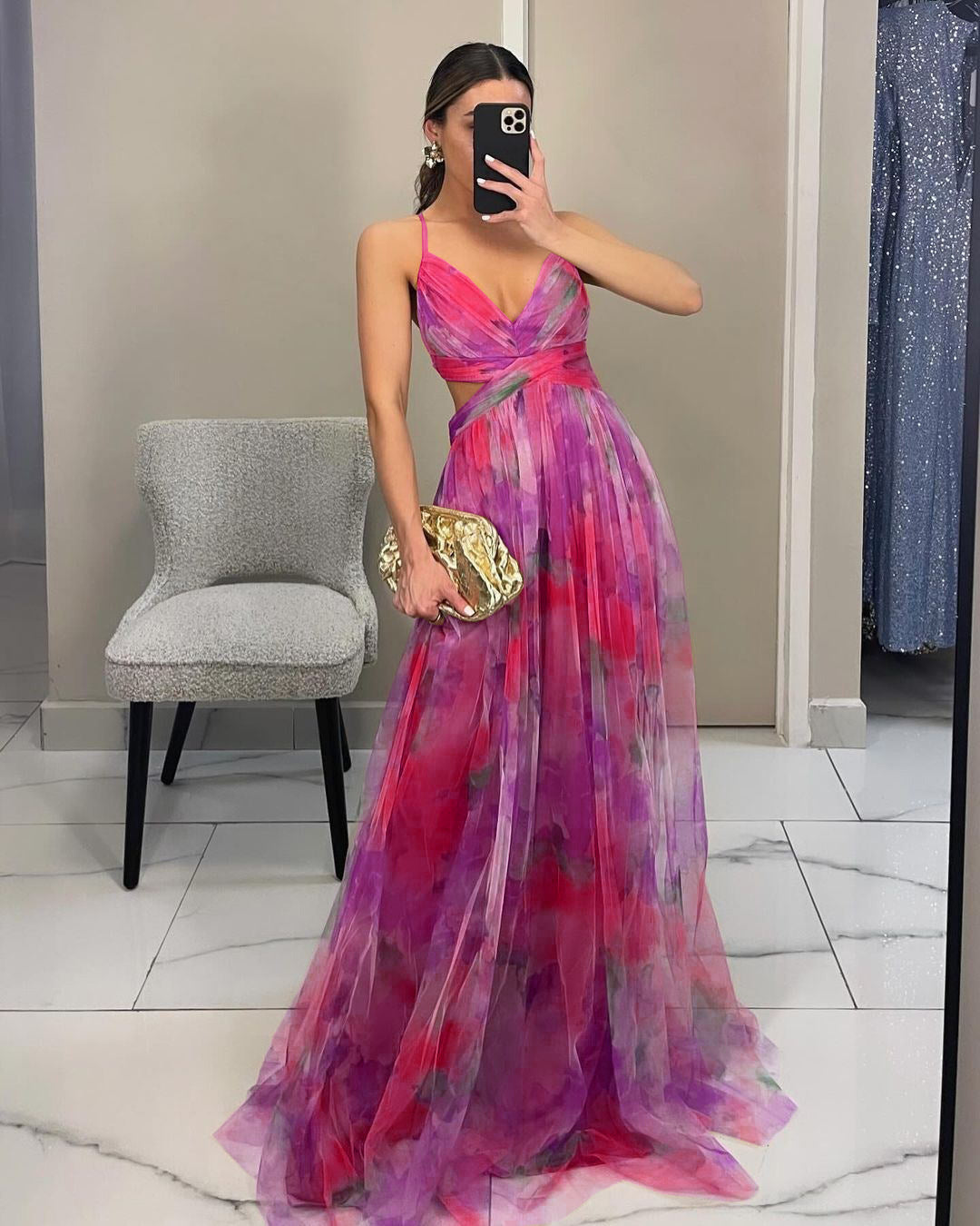 Dame Elegant Floral Maxi Kjole Stilla