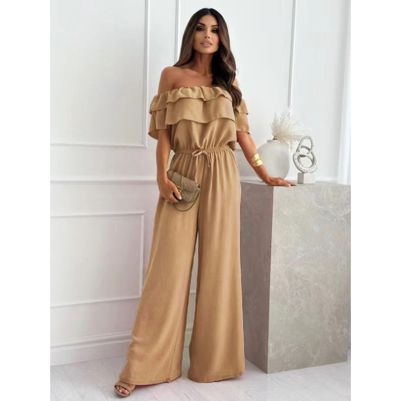 Dame Off-Shoulder Rynkede Jumpsuit Stilla