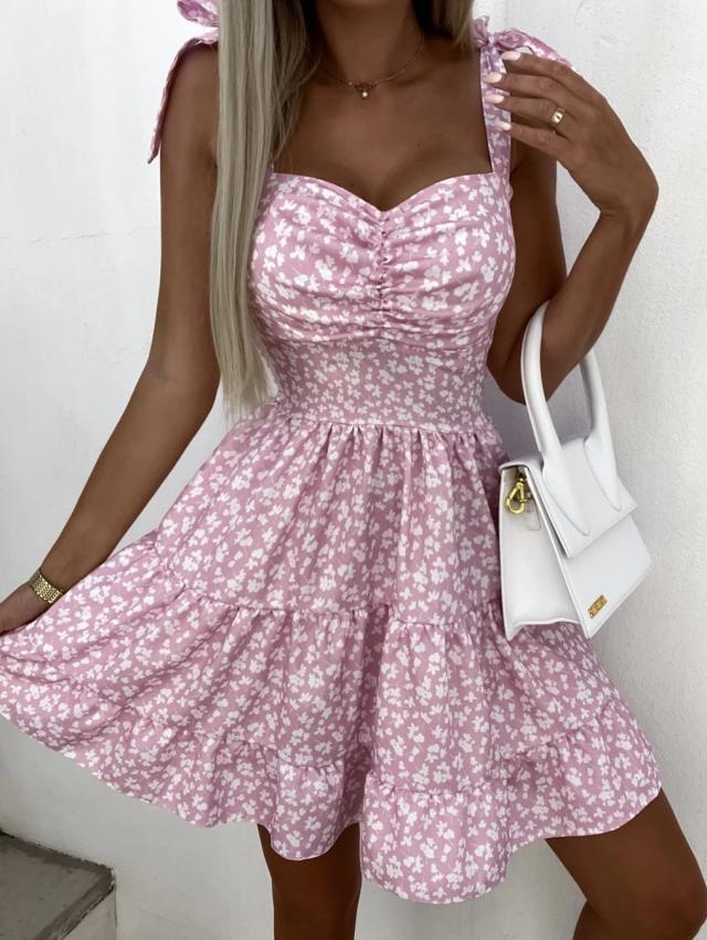 Dame sommerligt blomsterkjole i vintage-stil Stilla