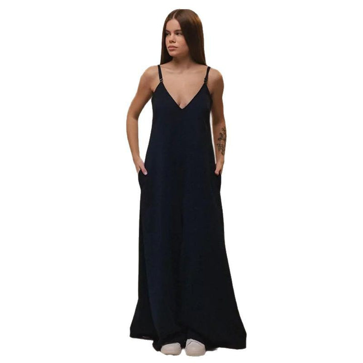 Dame Bredskåret Jumpsuit med V-udskæring og Taljebælte Stilla
