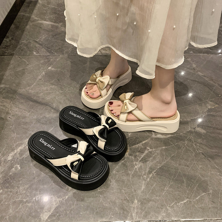 Femme Stilige Slide Sandaler med Sløjfe Accent Stilla