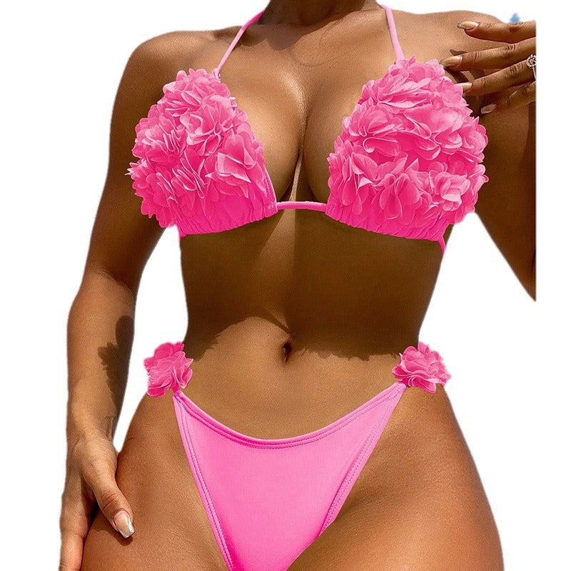 Damer Triangel-Bikini med blomstrede flæser Skovae