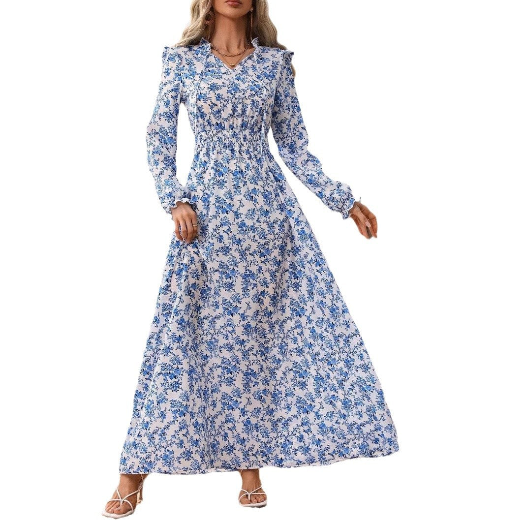 Dame Maxi-kjole med floralt broderi og legende snørredesign Stilla