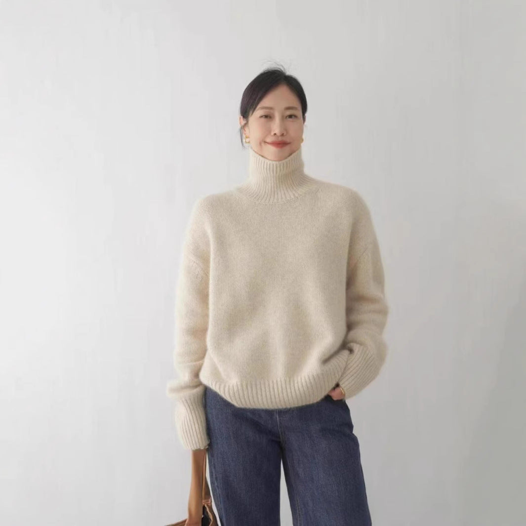 Dame designer turtleneck sweater lavet af høj kvalitet uld Stilla
