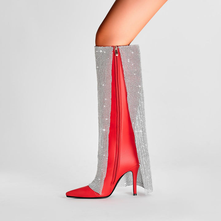 Femme Over-the-Knee Stiletto-hæle støvler med krystaldekoration Stilla