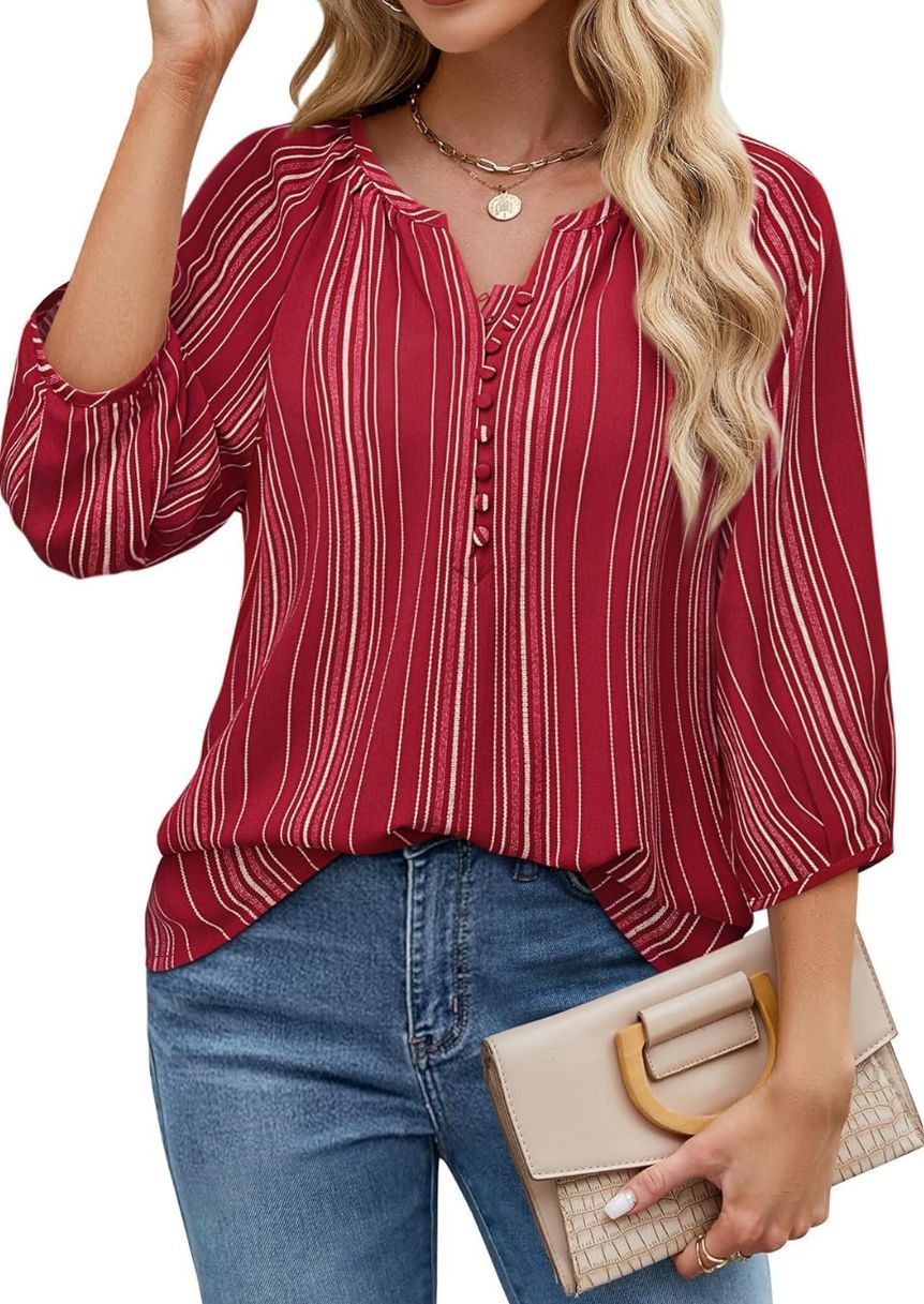 Dame bluse skjorte med elegante striber og feminine detaljer Stilla