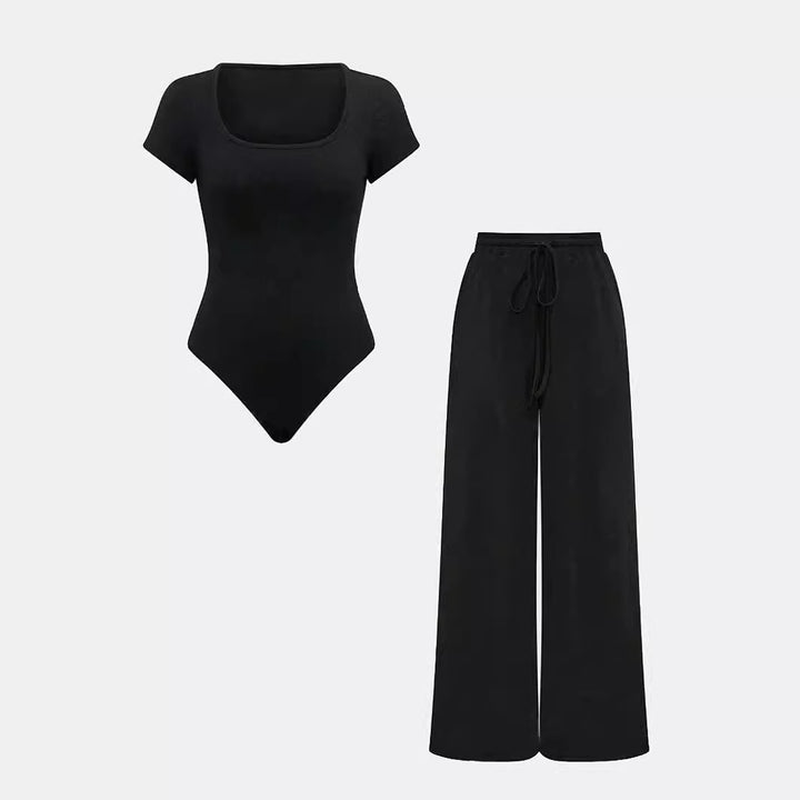 Dame madloungejumpsuit med elastiske bukser og kort overdel Stilla