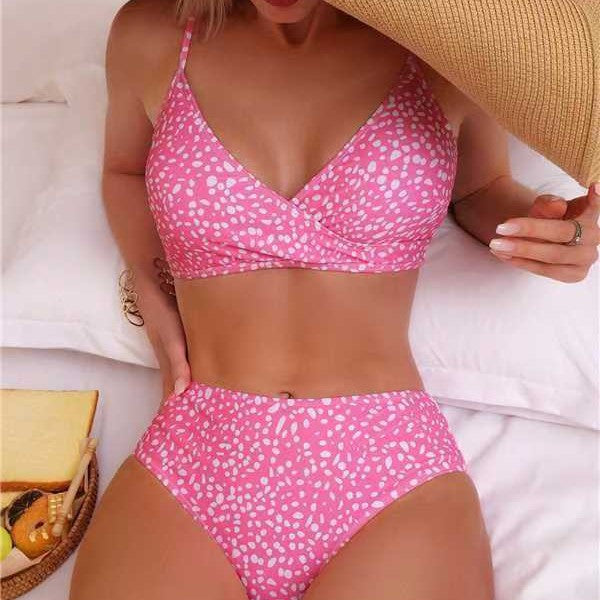 Dame Højt skåret bikini med elastisk overdel og legende mønster Stilla