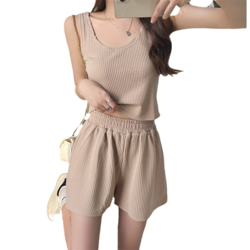 Femme Ribbet Cropped Tank og Shorts Sæt Stilla