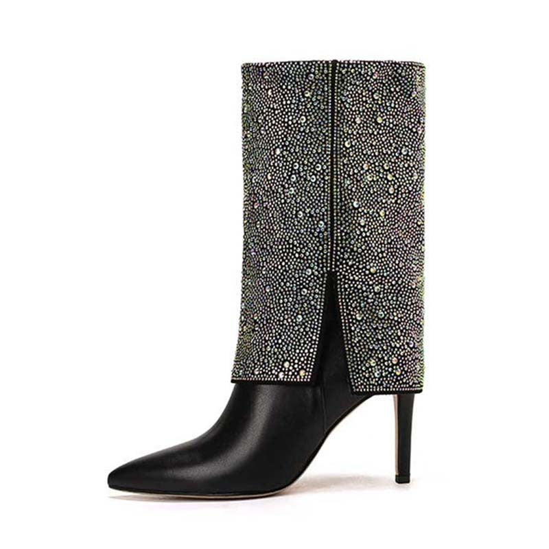 Femme med rhinsten dekoreret stiletto støvletter Stilla