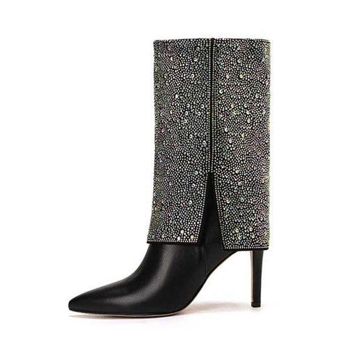 Femme med rhinsten dekoreret stiletto støvletter Stilla