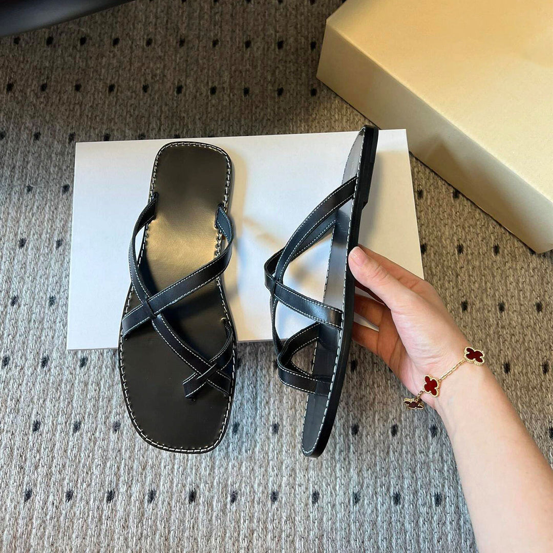 Dame Krydsrem Flad Sandal Stilla