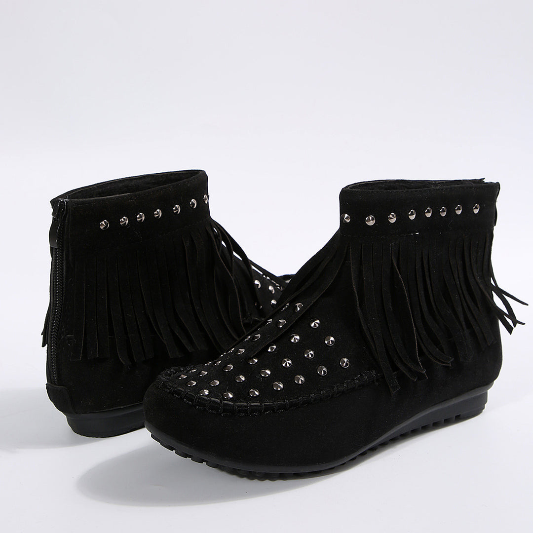 Dame Mokkasiner med mode frans og glitrende studs Stilla