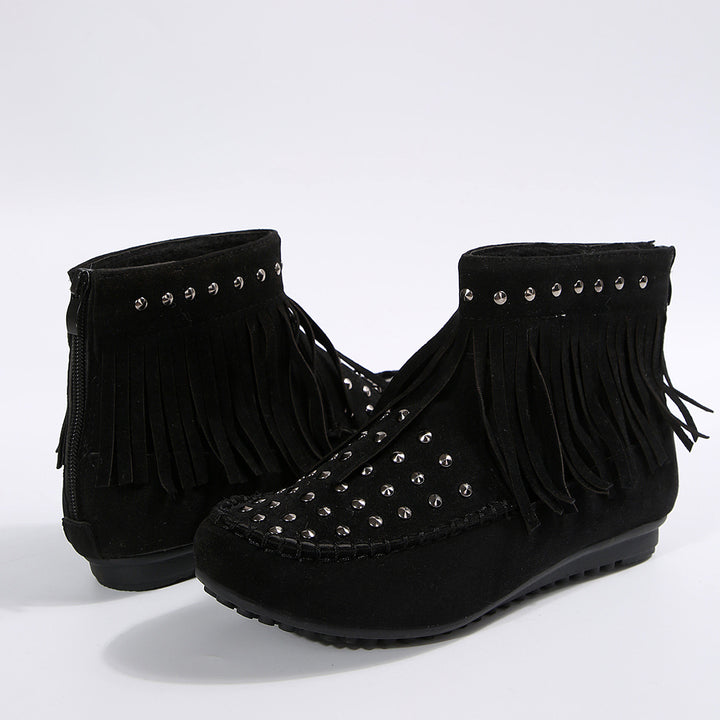 Dame Mokkasiner med mode frans og glitrende studs Stilla