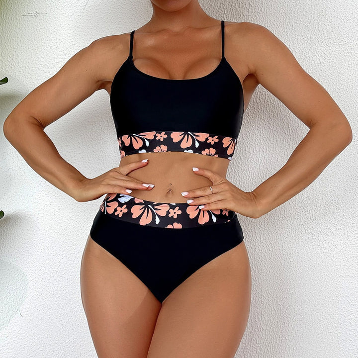 Dame Sommer Sæt med floral Kimono, sporty Bikini-top og Shorts Stilla