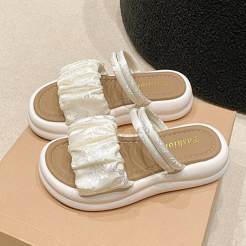 Dame Plateau-Sandaler med foldede remme og komfortabel fodseng Stilla