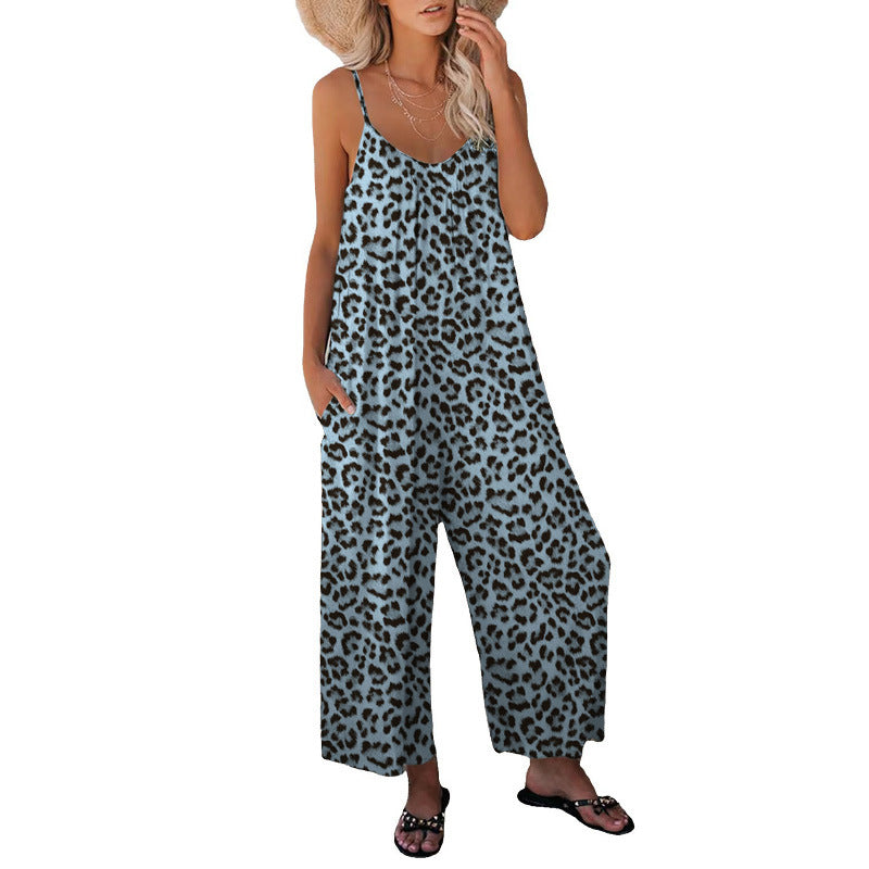 Dame Casual Sommeroverall med bredt skåret ben og moderigtig Leo-tryk Stilla