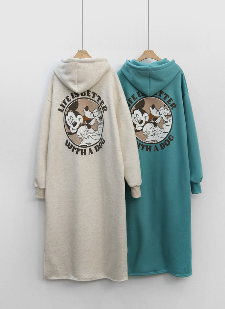 Kvinders Cozy Hoodie Kjole med stort print og behagelig pasform Skovae