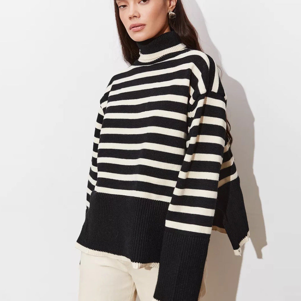 Femme Stribet Overdimensioneret Strikpullover Stilla