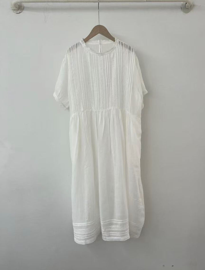 Femme Let Broderi A-linje Kjole Stilla