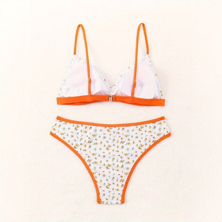 Dame bikini-sæt med blomsterprint og kontrasterende stropper Stilla
