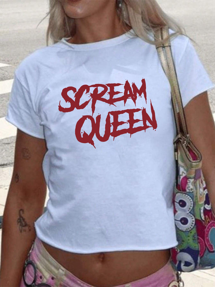 Dame T-shirt med glitrende diskokuglemotiv og tidssvarende sløjfedetalje Skovae