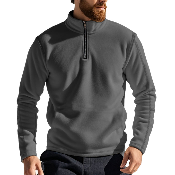 Herre fleece-pullover med halv lynlås og praktiske lommer Stilla
