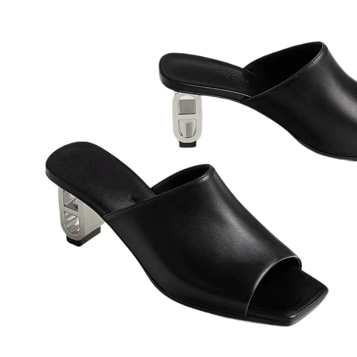 Femme Open-Toe Slide Mules med skulpturelt hældesign Stilla