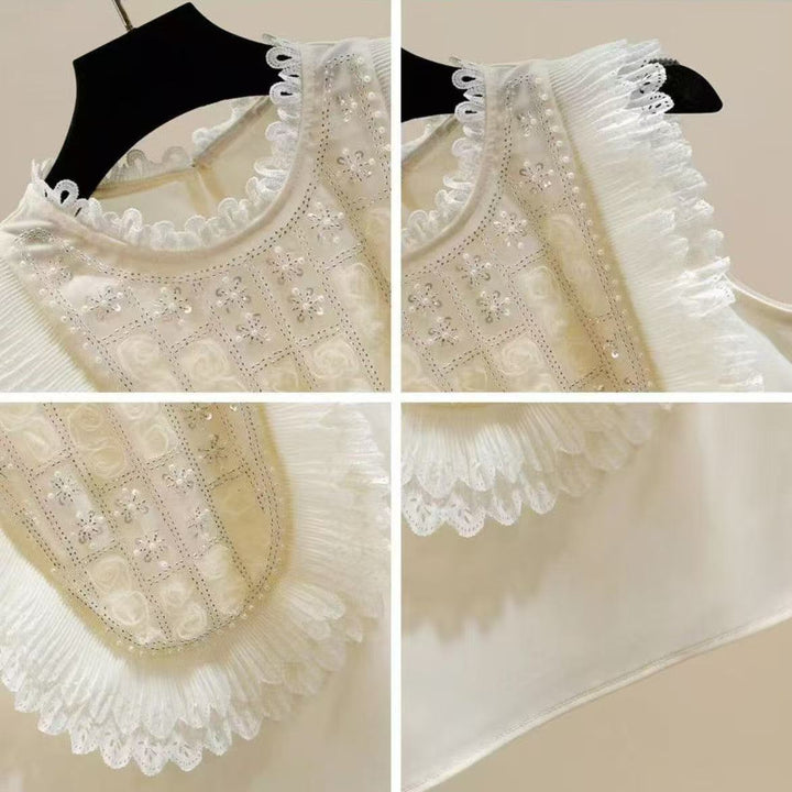 Damer Elegant Top med flæse detaljer og palietter Stilla