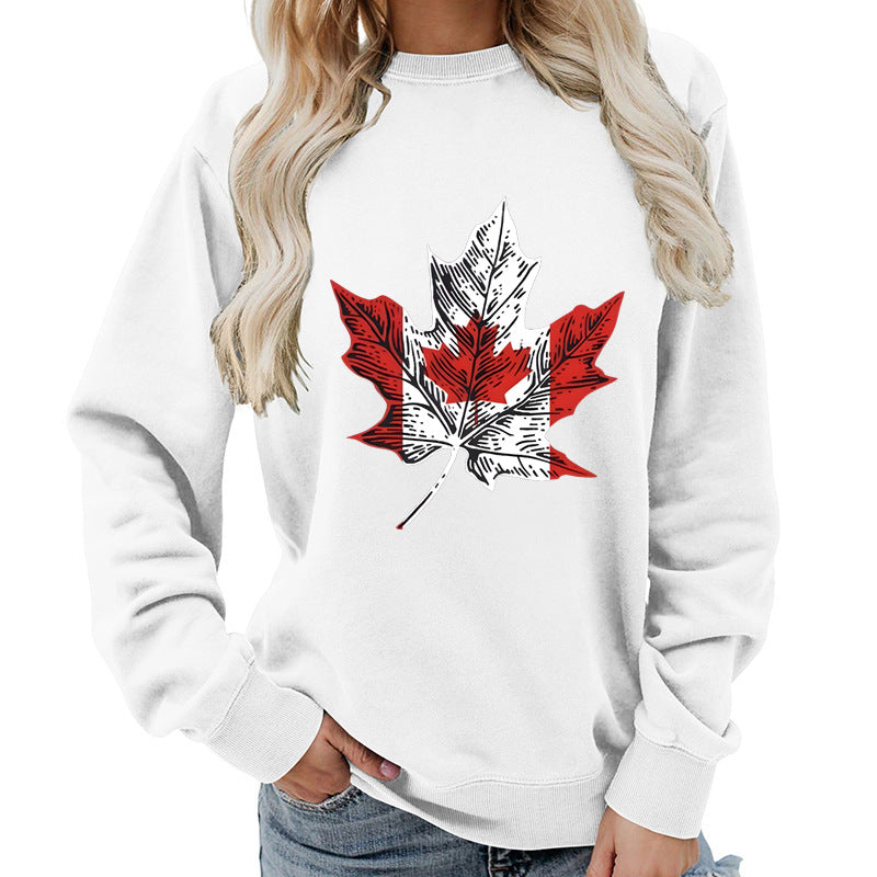 Kvinders sweatshirt med kreativt ahornbladmotiv og komfortabel pasform Stilla