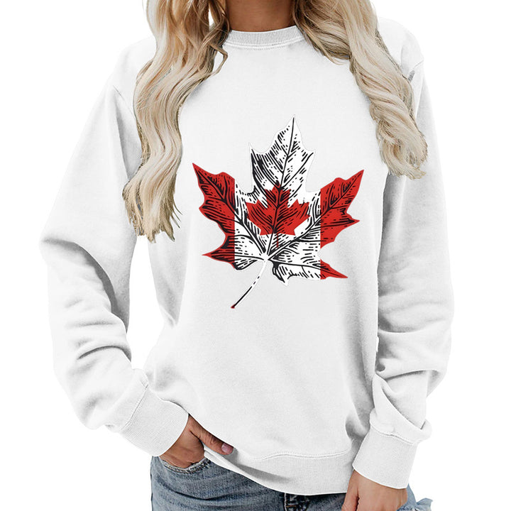 Kvinders sweatshirt med kreativt ahornbladmotiv og komfortabel pasform Stilla