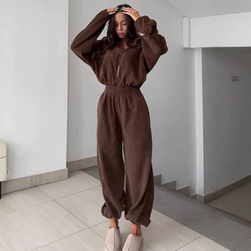 Damer behagelig og stilfuld fleece-jumpsuit Stilla