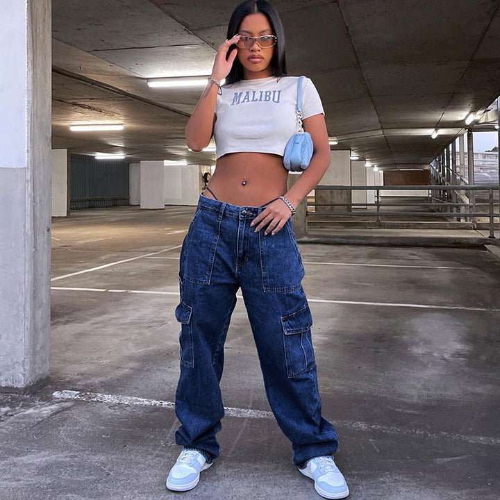 Dame Cargo-Jeans i afslappet vintage-stil Stilla
