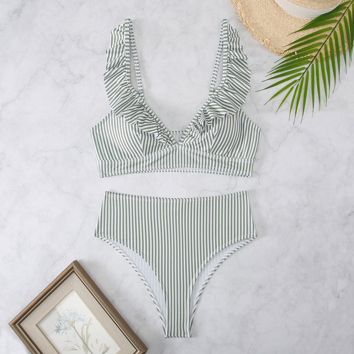 Kvinder Rynket Bralette Højtaljet Bikini Sæt Stilla