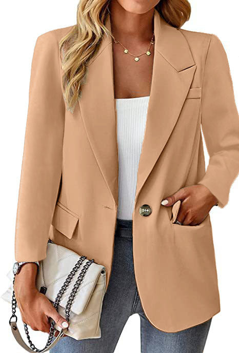Dame elegant Oversize-blazer med draperet snit og praktiske lommer Stilla